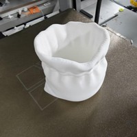Pot de fleurs tendance en forme de sac fourre-tout imprimé en 3D, fabriqué en Chine, pour plantes d'intérieur ; Vase minimaliste blanc style toile de jute