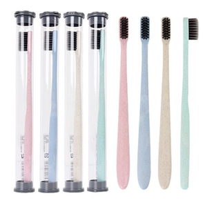 Wheat Straw Toothbrush Soft Bristle Small Head Portable Travel Adult Bamboo Charcoal Antibacterial Family Pack - Product Image 1