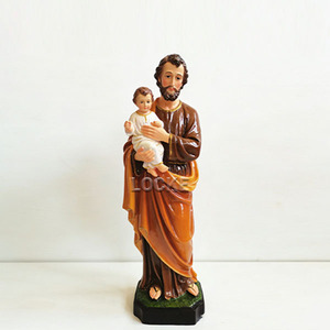 Recuerdo Personalizado de Fibra de Vidrio, Estatua de Resina de San José Católico <span class=keywords><strong>y</strong></span> Cristiano Sosteniendo a Jesucristo - Product Image 1