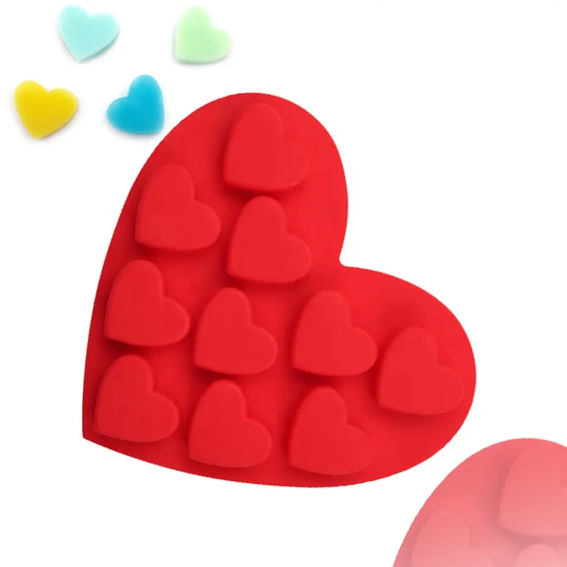 Stok 119 silikon çikolata kalıp 10 delik kalp şekli silikon sabun kalıp mutfak malzemeleri araçları sabun kalıp tepsiler şeker reçine