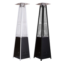 Calentador de Patio a Gas Moderno Negro Tipo Torre Portátil de LPG con Ruedas, Tubo de Cuarzo Protector, para Jardín, 46000 BTU