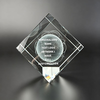 Cube en cristal carré gravé au laser Neelpure N008 avec motif personnalisé - Artisanat DIY pour la Journée de la Terre et la rentrée scolaire
