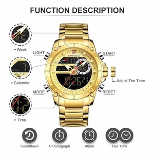 Reloj de Pulsera para Hombre, Marca Drioshipping, Correa de Acero, Reloj Deportivo de Cuarzo NF-9163 - Product Image 4
