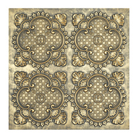 Panneau décoratif intérieur carré en PVC, étanche et ignifuge, facile à installer, pour plafond, style vieilli or, pour café et club, PL80