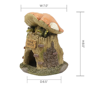 Casa Decorativa de Resina con Forma de Rana y <span class=keywords><strong>Sapo</strong></span>, Escultura con Techo de Hongo para Arte de Jardín y Adorno de Paisaje - Product Image 3