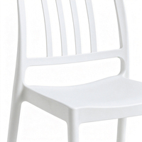 Chaise de salle à manger moderne en plastique blanc avec dossier géométrique, design minimaliste, empilable, mobilier pour la maison