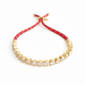 <b>Adjustable</b> Rope Tennis <b>Bracelet</b> With CZ Bezel Stones - Product Image 1