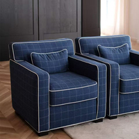 Fauteuil d'appoint confortable pour salon, en tissu capitonné à motif quadrillé, fauteuil de loisirs individuel de luxe pour villa