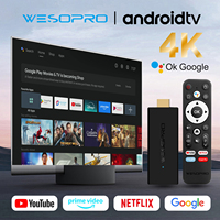 WESOPRO Android TV Stick G2 MAX para Dongle, Reproductor Multimedia de Transmisión 4K, Quad-Core, 2GB RAM, 16GB ROM, Wifi de Doble Banda 5.0