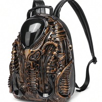 Sac à dos unisexe grande capacité pour ordinateur portable, tendance mode euro-américaine, avec fermeture éclair tête de mort personnalisée, en PU et polyester imperméable