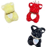Breloques en résine époxy Ours de dessin animé avec couronne, entièrement recouvertes de strass, pour pendentif de sangle de téléphone DIY, idéales pour la décoration de cadeaux