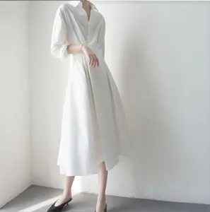 Women's French haute couture long and elegant white casual dress