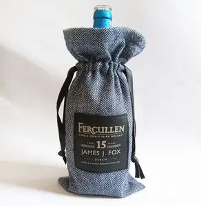 Изготовленный на заказ высококачественный ярлык для упаковки вина веревочный Рождественский мешок подарок на шнурке джутовый мешок