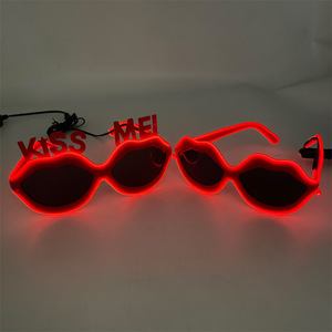 Trang trí nội thất môi hình dạng kính mát Womens khung nhỏ không thường xuyên kính mát EL ánh sáng <span class=keywords><strong>LED</strong></span> kính cho Đảng - Product Image 4