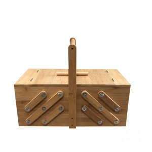 Panier de boîte de kit de couture en bois, organisateur universel d'accessoires de kit de couture de débutant - Product Image 5