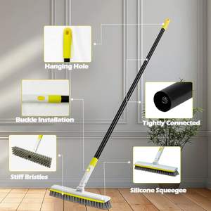 <span class=keywords><strong>Brosse</strong></span> à récurer avec manche de 50 "de long <span class=keywords><strong>Brosse</strong></span> à récurer les sols 2 en 1 avec raclette, brosses à récurer pour baignoire à carreaux rotatives à 180 ° - Product Image 6