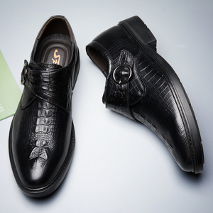 Chaussures richelieu pour <span class=keywords><strong>homme</strong></span> Robe d'uniforme Oxford <span class=keywords><strong>Derby</strong></span> Chaussures à bretelles de moine Chaussures à rayures crocodiles gaufrées <span class=keywords><strong>Boucle</strong></span> à moraillon Cuir de vache véritable - Product Image 6