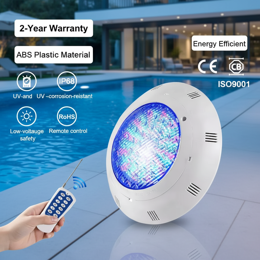 Factory Price Anti-Corrosion IP68 Waterproof LED Pool Light Durable ABS Housing Round Submersible Lights for Swimming Pools