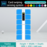 Casier intelligent pour colis à 12 compartiments en acier avec système numérique de lecture de cartes RFID pour entrepôt et salle de sport, armoire de rangement métallique