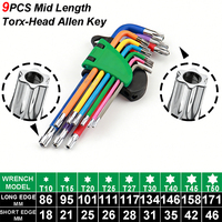 Set Kunci Torx 9 Buah T20-T50 Kunci Allen Kepala Torx Universal Metrik Warna-warni Kunci Pas Bentuk L Obeng Alat Tangan Perbaikan