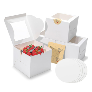 Cajas de Panadería Blancas Desechables con Ventana para Postres, Plegables, Papel de Regalo para Cumpleaños, Acabado Mate, Contenedores para Pasteles - Product Image 1
