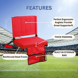 Silla <span class=keywords><strong>de</strong></span> asiento <span class=keywords><strong>de</strong></span> estadio compacta plegable Mydays Tech con soporte para la espalda y correa para el hombro-Portavasos incorporado - Product Image 2