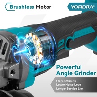 Meuleuse d'angle sans fil YOFIDRA 125 mm, sans balais, 3 vitesses, 18 V, alimentée par batterie, pour métal et bois