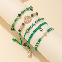 Nouveau ovale vierge religiosa marie mauvais œil tissé à la main bracelet mexicain vierge marie judas catholique bracelet tissé ensemble pour femmes hommes