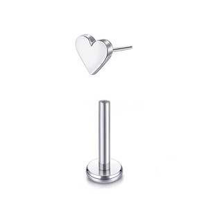 Pendientes de Acero Inoxidable para Cartílago, con Forma de Corazón, Luna, Estrella y Cruz, Joyería para Piercing de Lengua y Labio, con Incrustaciones de Zirconia, Regalo de Moda - Product Image 3