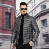 Nouvelle Veste Rembourrée Homme Automne Hiver 2025 – Col Montant, Couleur Unie, Fermeture Éclair – Manteau Décontracté d'Extérieur