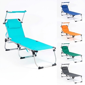 Tumbona Plegable Portátil con Toldo Integrado y Almohada, Cama Exterior Resistente a la Intemperie para Hoteles en la Orilla del Mar - Product Image 6