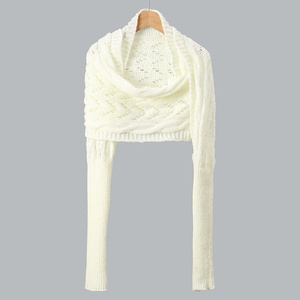 <span class=keywords><strong>Scialle</strong></span> in maglia di cotone in maglia tinta unita sciarpa multifunzionale <span class=keywords><strong>scialle</strong></span> da donna <span class=keywords><strong>scialle</strong></span> a maglia maglione avvolgente sciarpe <span class=keywords><strong>con</strong></span> <span class=keywords><strong>maniche</strong></span> - Product Image 6