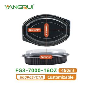 Yangrui PP 450ml 15OZ hình bầu dục dùng một lần nhựa takeout Hộp Ăn Trưa để đi nhanh chóng Hộp đựng thức ăn cho nhà hàng - Product Image 2