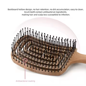 Tùy Chỉnh Nhãn Hiệu Riêng Bằng Gỗ Sang Trọng Heo Rừng Lông Da Đầu Massage Detangle Xoăn Bàn Chải Tóc Bằng Nhựa Với Logo - Product Image 2