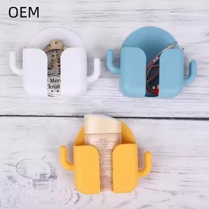 Caja de almacenamiento de teléfono de plástico multifuncional ecológica de estilo moderno al por mayor colgador de soporte de carga adhesivo montado en la pared - Product Image 5