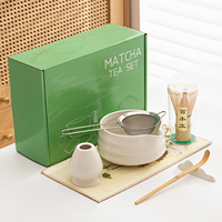 Ensemble de bols à thé en céramique écologique de haute qualité 5 ou 7 pièces Bol à matcha avec agitateur à fouet à thé dans une boîte de couleur