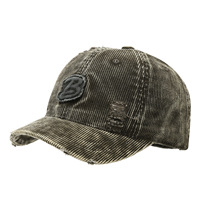 Gorra de béisbol de pana vintage de lujo personalizada al por mayor con parche de letra B, sombrero deportivo retro para moda urbana