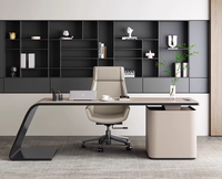 Mobilier de luxe moderne pour bureau de direction Bureau de patron Finition acajou Bureau de directeur élégant acier inoxydable