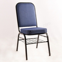 Vente en gros de chaises de banquet rembourrées personnalisées avec porte-livres Nouveau design Pieds en métal tendance utilisés pour la location de repas à l'église