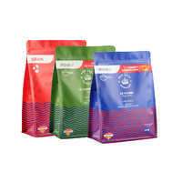 Sachet refermable à fond plat en PE imprimé sur mesure - Recyclable pour l'emballage de café et de poudre protéinée