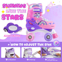 PAPAISON Patins à roulettes quad d'extérieur à roues en PU haute résilience 82A pour enfants et adolescents, taille réglable, roulements ABEC-7, légers