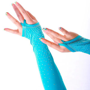 Manchons de bras performants en <span class=keywords><strong>dentelle</strong></span> sexy avec strass et maille demi-doigts pour cyclistes féminines - Product Image 2