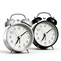 Jam Alarm Meja Logam Analog 3 Inci Grosir dengan Fungsi Lampu Latar, Jam Meja untuk Rumah dan Kantor