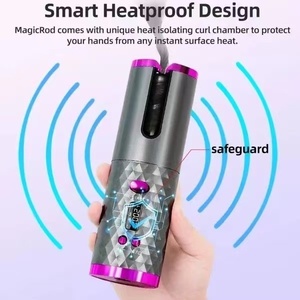 Fer à boucler automatique sans fil intelligent, fer à friser portable rechargeable, baguette à boucler sans fil anti-brûlure pour les voyages - Product Image 1