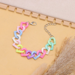 Collar de Corazón de Acrílico Colorido, Joyería Geométrica de Resina Unisex para Fiestas - Product Image 4