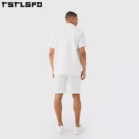 Ensemble deux pièces décontracté d'été pour homme, style européen et américain, séchage rapide, coupe ajustée, manches courtes, short, couleur unie, en lin