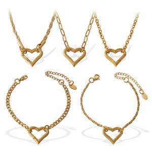 Collar con cadena y hebilla en forma de corazón para mujer, chapado en oro de 18k, aleación de zinc, regalo de joyería - Product Image 5