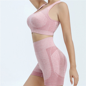 Ensemble de sport 2 pièces personnalisé pour femme : short taille haute et débardeur push-up à séchage rapide pour le <span class=keywords><strong>yoga</strong></span>, la course et la gym (pour adultes) - Product Image 5