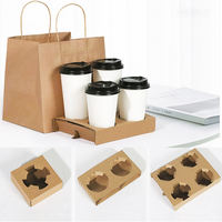 Tee Kaffee Saft Kraftpapier Recycelbare Wellpappe-Träger für Heiß- und Kaltgetränke Pappbecher-Halter