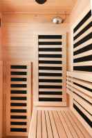 Sauna de Infrarrojos Lejanos de Espectro Completo para 3 Personas, de Madera Maciza de Hemlock, Moderna, Apta para Villas y Apartamentos, con Bajo EMF, para Uso en Interiores, con Estufa de Vapor Seco